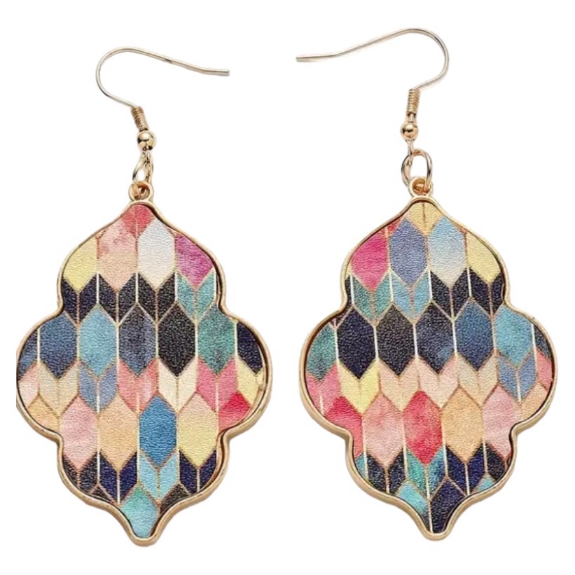 Colorful Argyle Pattern Earrings 16$